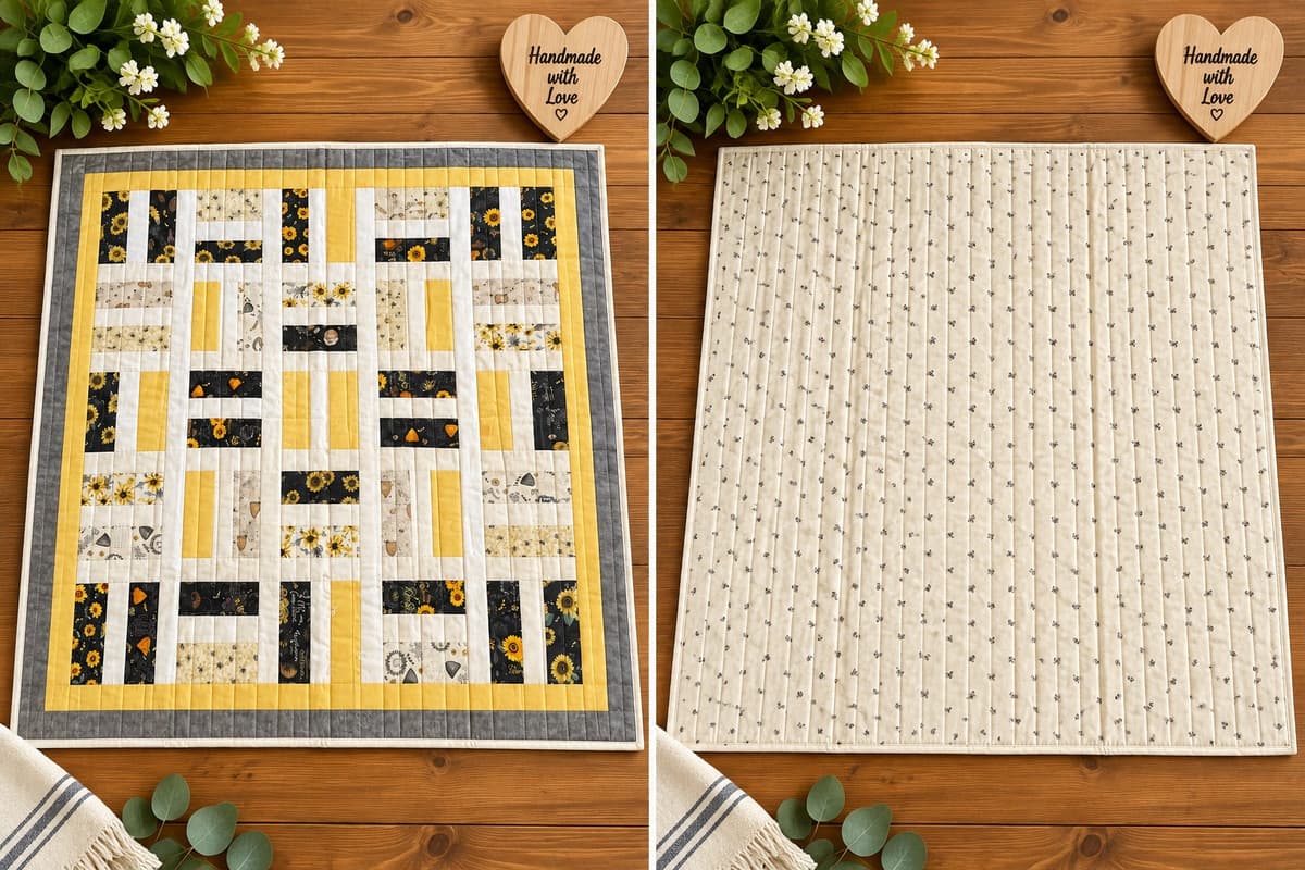 Sunflower & Bee Throw Quilt
